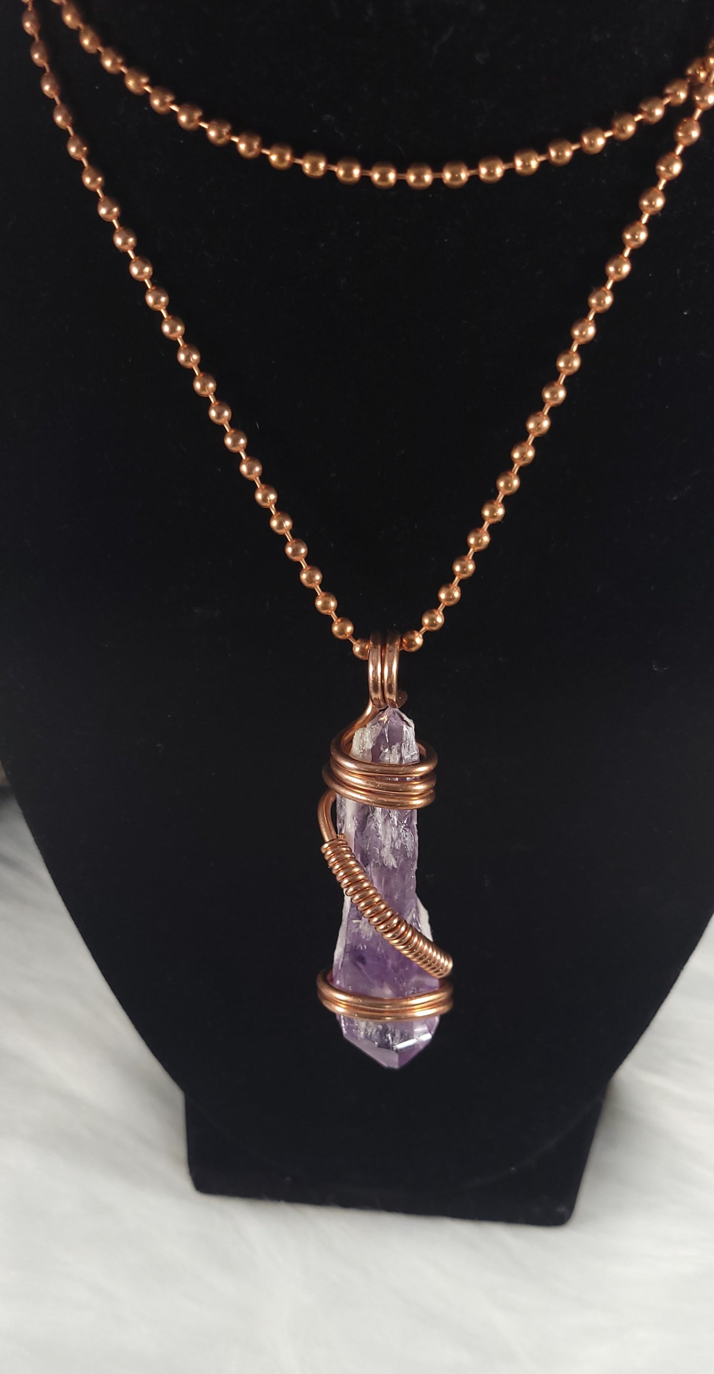 Raw Elestial Amethyst pendant